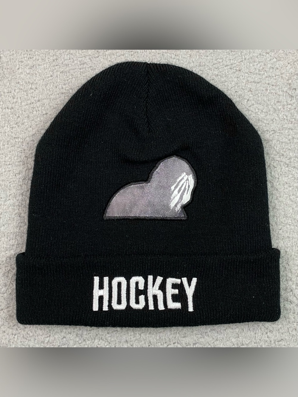Hockey FA Skateboards Beanie Cap Hat Cuffed Black Knit Eyes Without a Face